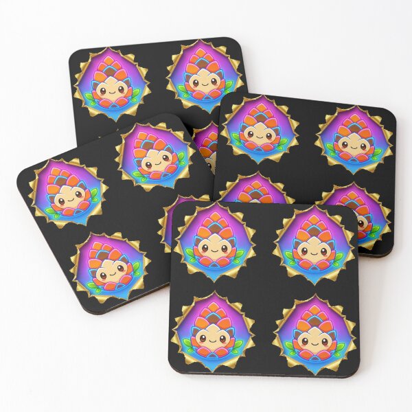 Item preview, Cyber Kawaii Neon Pinecone in Ripped Gold Frame & Neon Seamless Pattern designed and sold by Breezes-of-Ida.