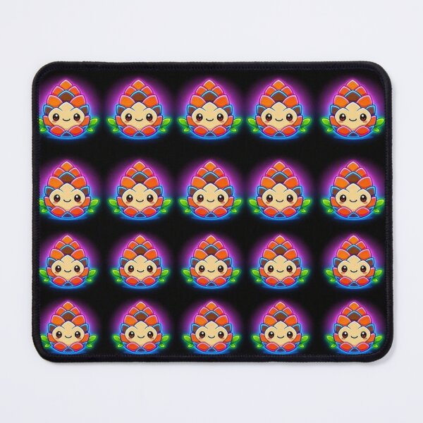 Item preview, Cyber Kawaii Neon Pinecone in Ripped Gold Frame & Neon Seamless Pattern designed and sold by Breezes-of-Ida.