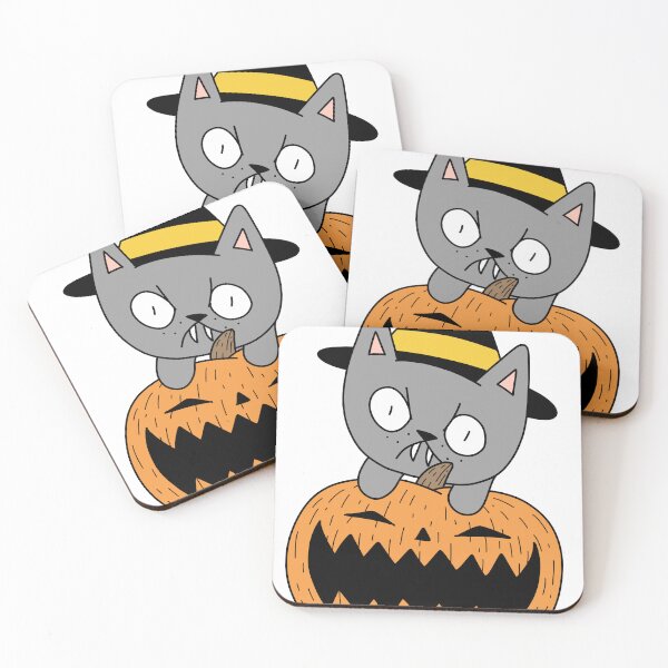 Item preview, witch cat & pumpkin - gray designed and sold by motherbrainart.