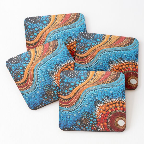 Item preview, Aboriginal Inspired Dot Art - Water River in Desert Wildflowers designed and sold by GrinGalore.