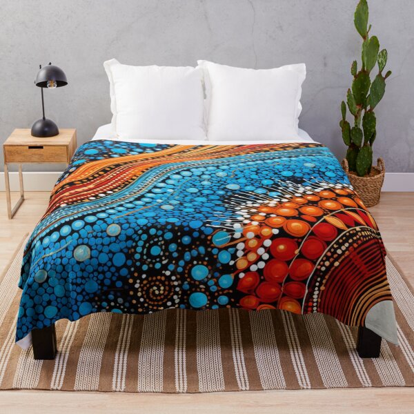 Item preview, Aboriginal Inspired Dot Art - Water River in Desert Wildflowers designed and sold by GrinGalore.