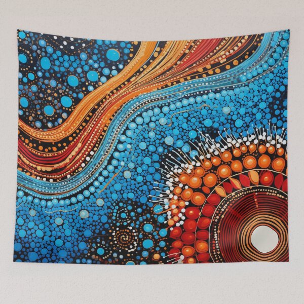 Item preview, Aboriginal Inspired Dot Art - Water River in Desert Wildflowers designed and sold by GrinGalore.
