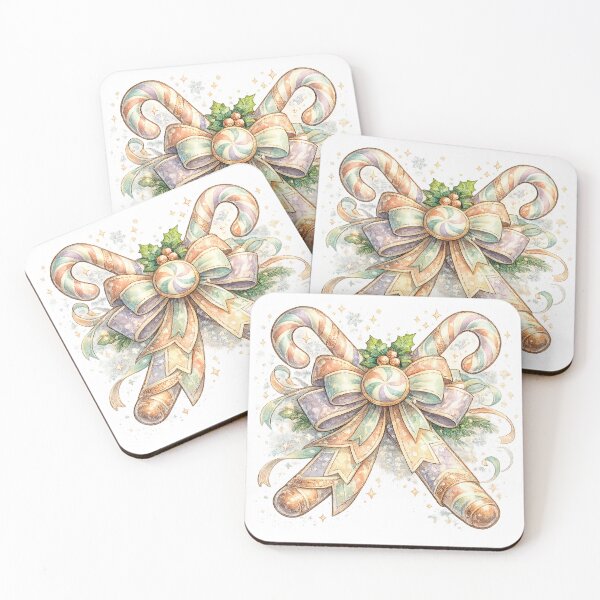 Item preview, Pastel Candy Cane Bow Christmas Watercolor Peppermint Holiday Art Design designed and sold by inkoutninja.