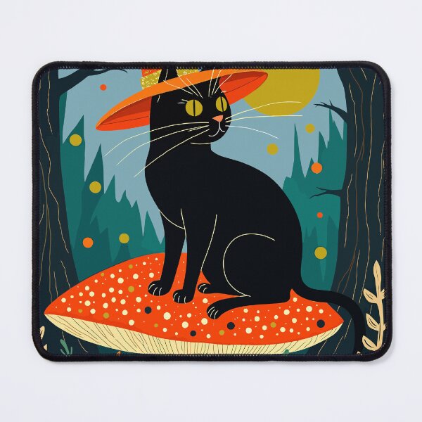 Item preview, A Little Black Witchy Cat Sitting On A Toadstool 3 designed and sold by taiche.