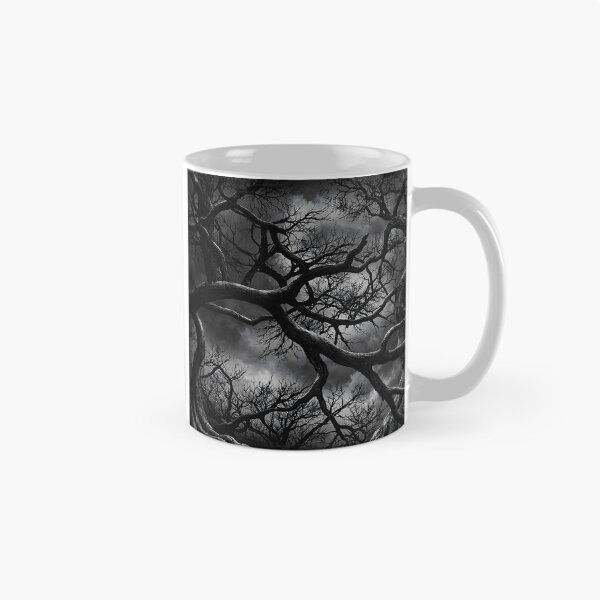 Item preview, Twisted Black Trees Under Stormy Sky – Gothic Dark Forest Fantasy Art Print designed and sold by Kaleidoscope Print.