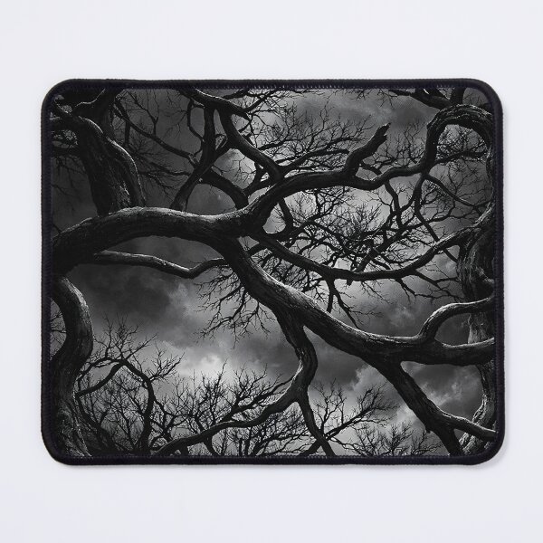 Item preview, Twisted Black Trees Under Stormy Sky – Gothic Dark Forest Fantasy Art Print designed and sold by Kaleidoscope Print.