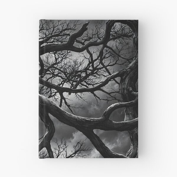 Item preview, Twisted Black Trees Under Stormy Sky – Gothic Dark Forest Fantasy Art Print designed and sold by Kaleidoscope Print.