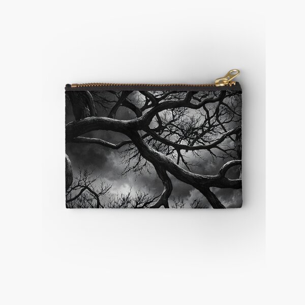 Item preview, Twisted Black Trees Under Stormy Sky – Gothic Dark Forest Fantasy Art Print designed and sold by Kaleidoscope Print.