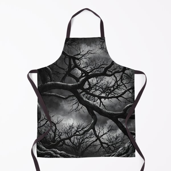 Item preview, Twisted Black Trees Under Stormy Sky – Gothic Dark Forest Fantasy Art Print designed and sold by Kaleidoscope Print.