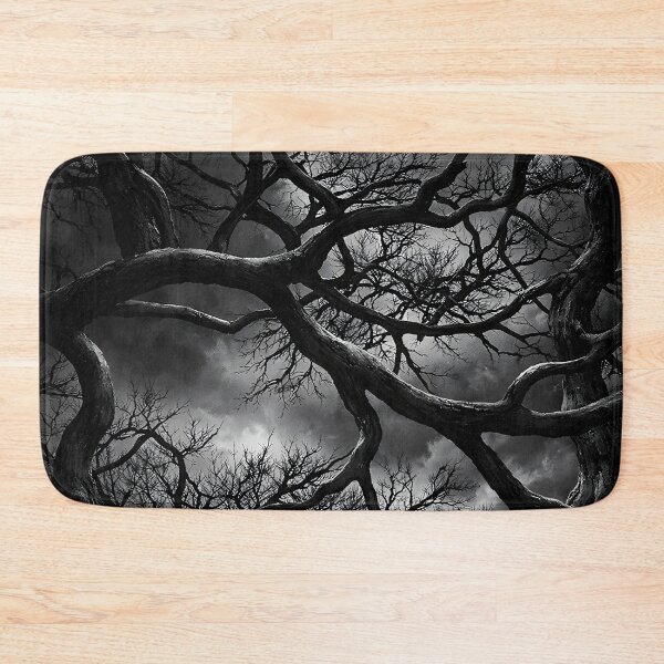 Item preview, Twisted Black Trees Under Stormy Sky – Gothic Dark Forest Fantasy Art Print designed and sold by Kaleidoscope Print.