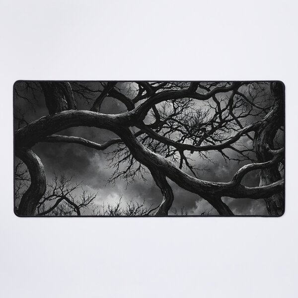 Item preview, Twisted Black Trees Under Stormy Sky – Gothic Dark Forest Fantasy Art Print designed and sold by Kaleidoscope Print.