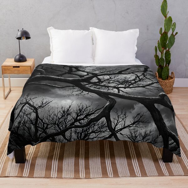Item preview, Twisted Black Trees Under Stormy Sky – Gothic Dark Forest Fantasy Art Print designed and sold by Kaleidoscope Print.