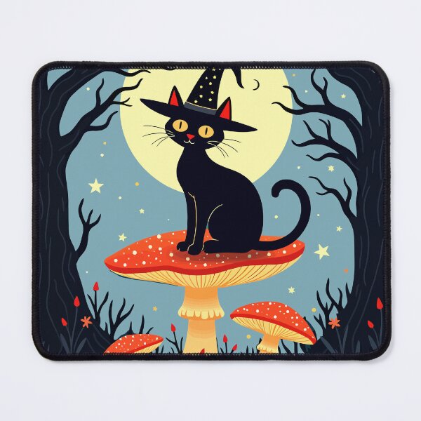 Item preview, A Little Black Witchy Cat Sitting On A Toadstool 2 designed and sold by taiche.