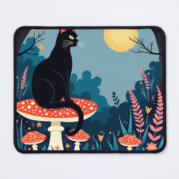 Item preview, A Familiar Black Cat And Toadstools Halloween Illustration 4 designed and sold by taiche.