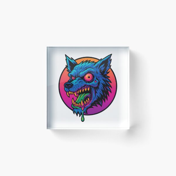 Item preview, Neon Werewolf  Creepy Retro 80S Horror Wolf Head Art designed and sold by BurdenArts.