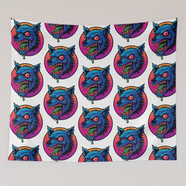 Item preview, Neon Werewolf  Creepy Retro 80S Horror Wolf Head Art designed and sold by BurdenArts.