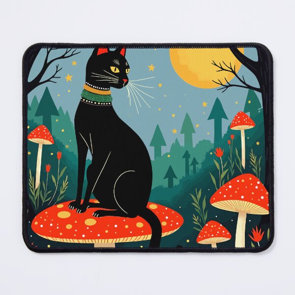 Item preview, A Familiar Black Cat And Toadstools Halloween Illustration 2 designed and sold by taiche.