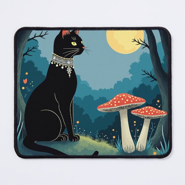 Item preview, A Familiar Black Cat And Toadstools Halloween Illustration 1 designed and sold by taiche.