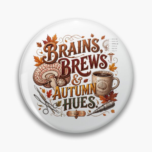 Item preview, Neurosurgeon Brains Brews and Autumn Hues – Funny Fall Neurosurgery Coffee Design designed and sold by CuteDesignables.
