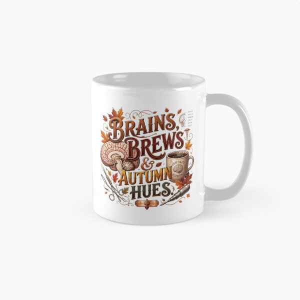 Item preview, Neurosurgeon Brains Brews and Autumn Hues – Funny Fall Neurosurgery Coffee Design designed and sold by CuteDesignables.