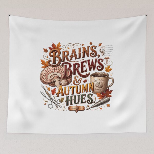 Item preview, Neurosurgeon Brains Brews and Autumn Hues – Funny Fall Neurosurgery Coffee Design designed and sold by CuteDesignables.