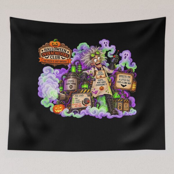 Item preview, ⚡HALLOWEEN OVERACHIEVERS CLUB - Max's Mad Lab Special Effects Department - dark version designed and sold by WheelieGdArt.