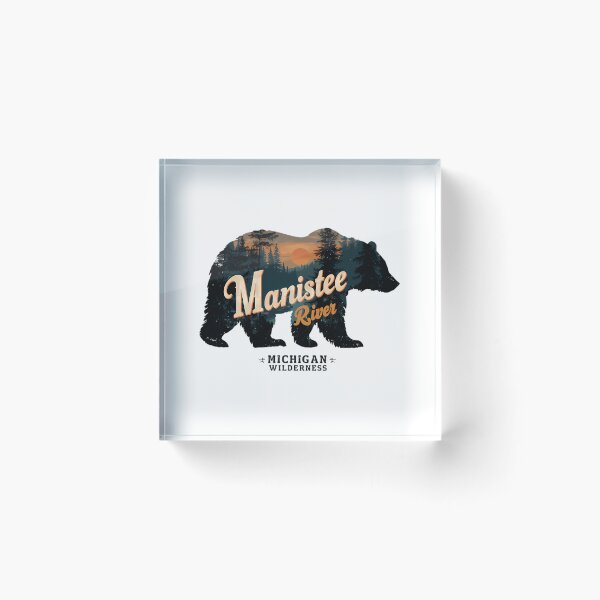 Item preview, Manistee River Michigan Wilderness Bear Nature Outdoors Explorer designed and sold by SharkCoDesigns.