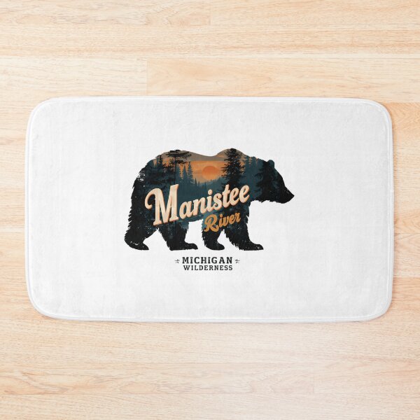 Item preview, Manistee River Michigan Wilderness Bear Nature Outdoors Explorer designed and sold by SharkCoDesigns.