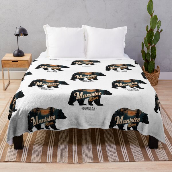 Item preview, Manistee River Michigan Wilderness Bear Nature Outdoors Explorer designed and sold by SharkCoDesigns.