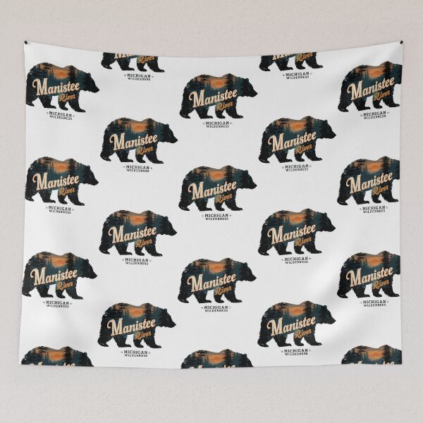 Item preview, Manistee River Michigan Wilderness Bear Nature Outdoors Explorer designed and sold by SharkCoDesigns.