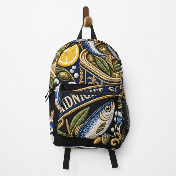 Item preview, Vintage Sardine Embroidery – Midnight Sardine Society Mediterranean Food Art designed and sold by Emoji Emblems.