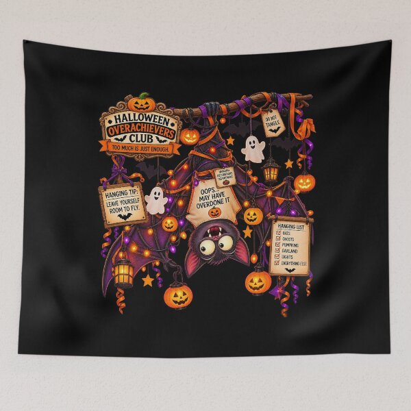 Item preview, ⚡HALLOWEEN OVERACHIEVERS CLUB - Bertie Bat's Hanging Decorations Department - dark version designed and sold by WheelieGdArt.