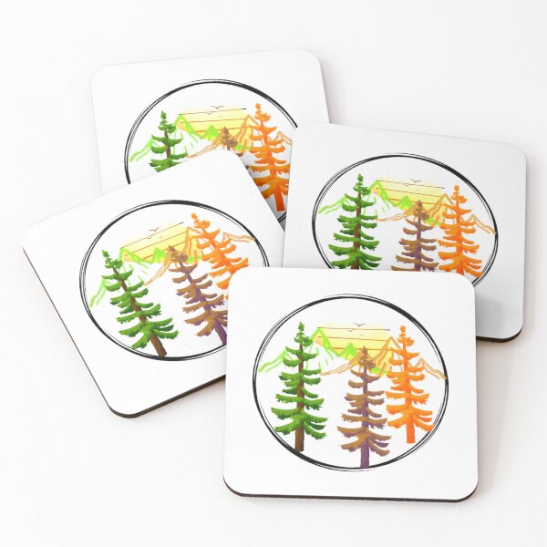 Item preview, Premium Retro Pine Forest  Mountain Sunset - Unique Gift For Adventurers designed and sold by SharkCoDesigns.