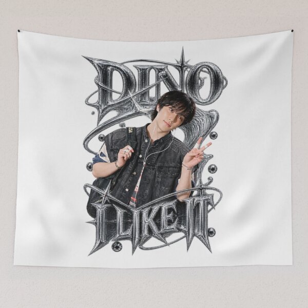 Item preview, DINO I LIKE IT SEVENTEEN Monochrome Grunge Idol Poster Artwork designed and sold by Valeree Store.
