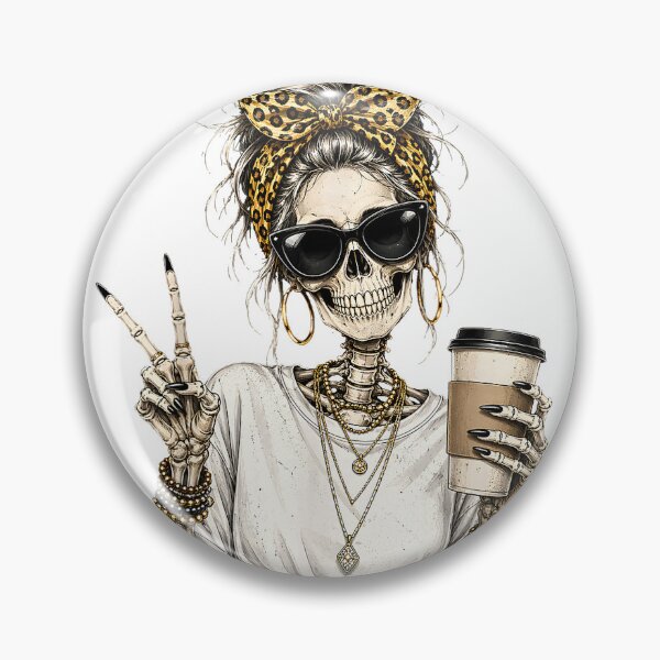 Item preview, Skeleton Girl Drinking Coffee Peace Sign Graphic T-Shirt designed and sold by BlaqboyDesigns.