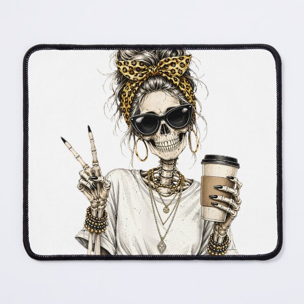 Item preview, Skeleton Girl Drinking Coffee Peace Sign Graphic T-Shirt designed and sold by BlaqboyDesigns.