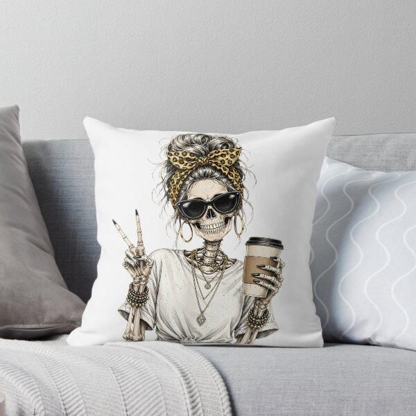 Item preview, Skeleton Girl Drinking Coffee Peace Sign Graphic T-Shirt designed and sold by BlaqboyDesigns.