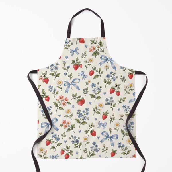 Item preview, Blue Floral Strawberry Bow Pattern designed and sold by Glottopia.