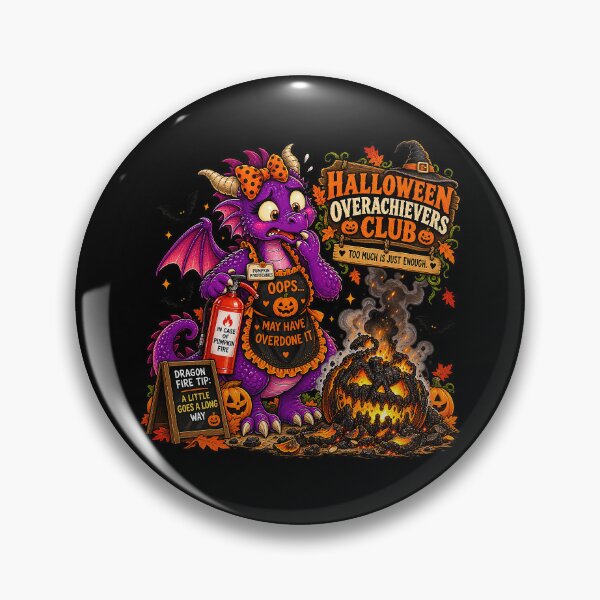 Item preview, ⚡HALLOWEEN OVERACHIEVERS CLUB -  Doris Dragon’s Pumpkin Fire Disaster - dark version designed and sold by WheelieGdArt.