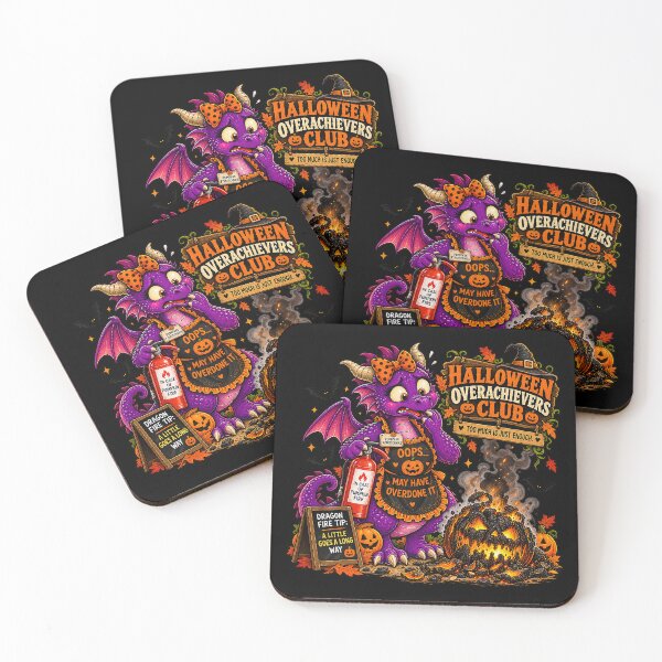 Item preview, ⚡HALLOWEEN OVERACHIEVERS CLUB -  Doris Dragon’s Pumpkin Fire Disaster - dark version designed and sold by WheelieGdArt.