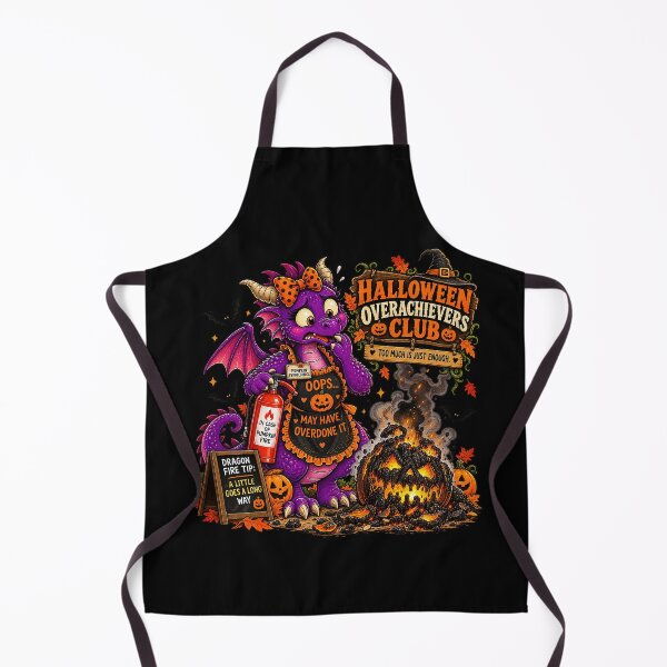 Item preview, ⚡HALLOWEEN OVERACHIEVERS CLUB - Doris Dragon’s Pumpkin Fire Disaster - dark version designed and sold by WheelieGdArt.