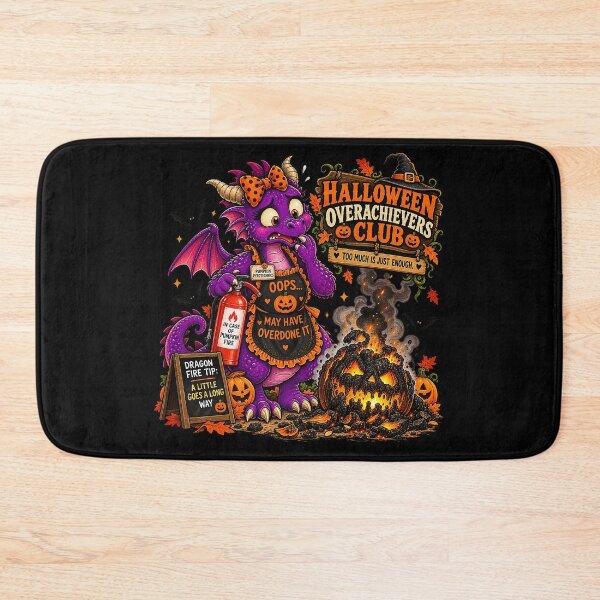 Item preview, ⚡HALLOWEEN OVERACHIEVERS CLUB -  Doris Dragon’s Pumpkin Fire Disaster - dark version designed and sold by WheelieGdArt.
