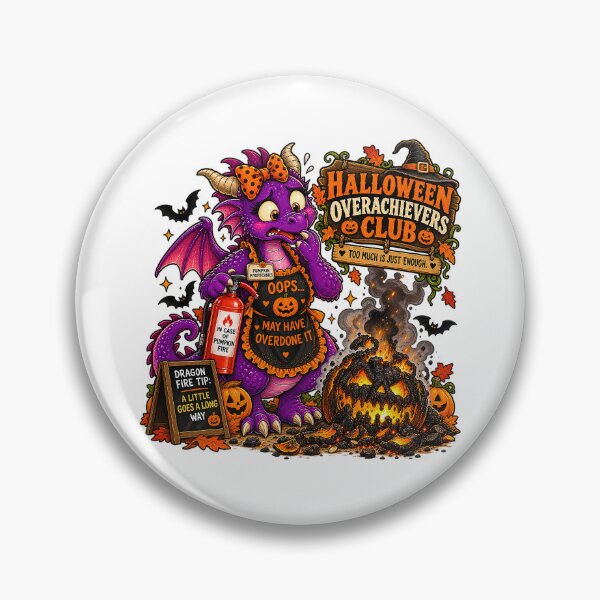 Item preview, ⚡HALLOWEEN OVERACHIEVERS CLUB -  Doris Dragon’s Pumpkin Fire Disaster designed and sold by WheelieGdArt.