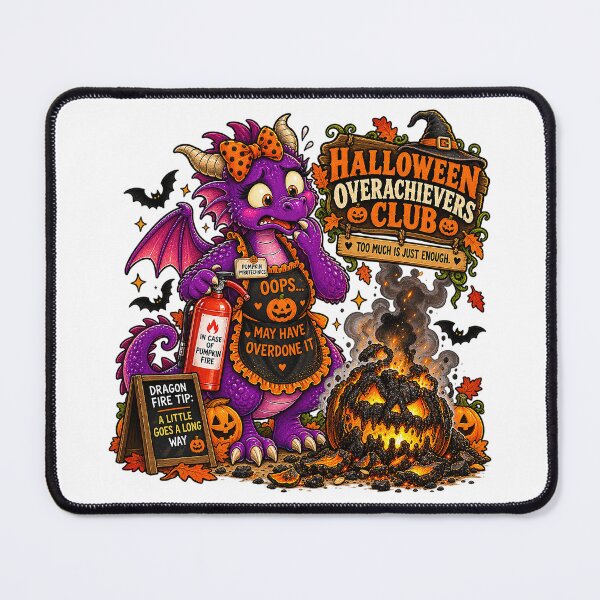 Item preview, ⚡HALLOWEEN OVERACHIEVERS CLUB - Doris Dragon’s Pumpkin Fire Disaster designed and sold by WheelieGdArt.