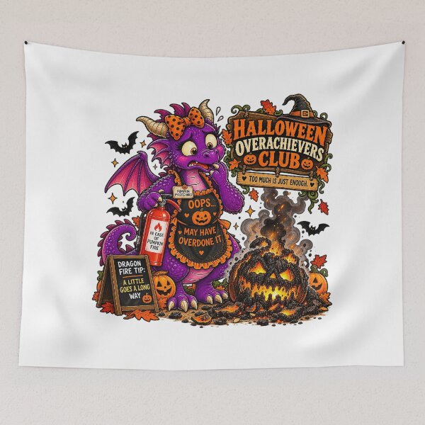 Item preview, ⚡HALLOWEEN OVERACHIEVERS CLUB -  Doris Dragon’s Pumpkin Fire Disaster designed and sold by WheelieGdArt.