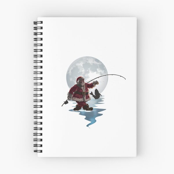 Item preview, Merry Fishmas Funny Christmas Fishing Art Santa Fisherman Moonlit Silhouette designed and sold by HSDbyRachel.