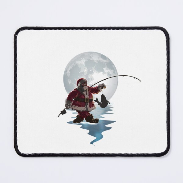Item preview, Merry Fishmas Funny Christmas Fishing Art Santa Fisherman Moonlit Silhouette designed and sold by HSDbyRachel.