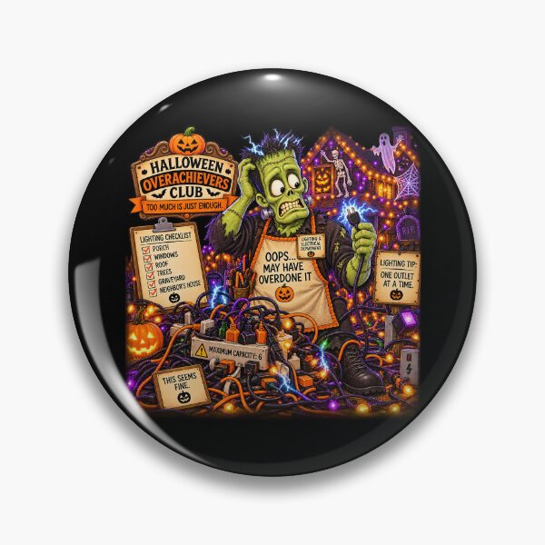 Item preview, ⚡HALLOWEEN OVERACHIEVERS CLUB -  Frank's Lighting & Electrical Department - dark version designed and sold by WheelieGdArt.