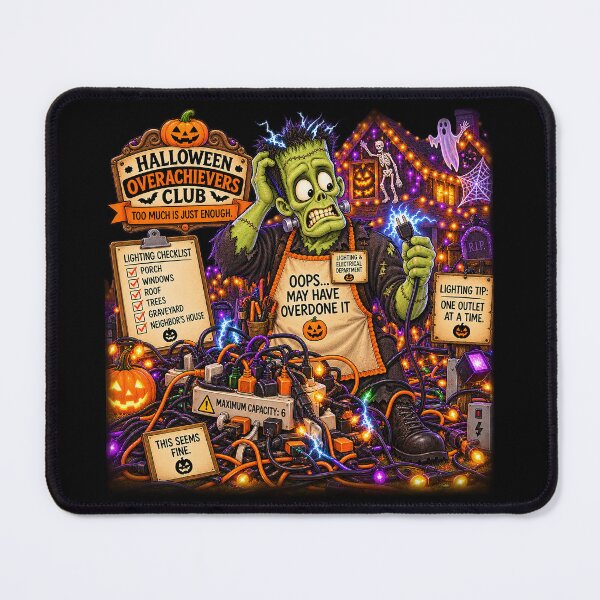 Item preview, ⚡HALLOWEEN OVERACHIEVERS CLUB - Frank's Lighting & Electrical Department - dark version designed and sold by WheelieGdArt.