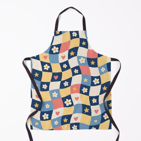 Item preview, Retro Wavy Checkerboard Daisy Heart Pattern designed and sold by Glottopia.